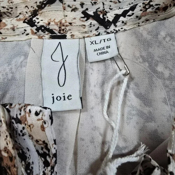 Joie Womens Python Print Long Sleeve Blouse shirt Boutton down size XL - Picture 3 of 16